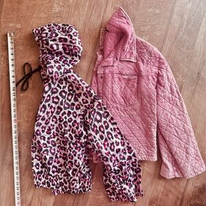 Jane and Delancey Pink Quilted Jacket & Pink Leopard Hooded Shell